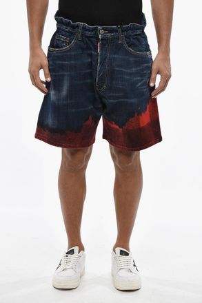 Dsquared2 Stonewashed Shorts With Velour Detail Dsquared2