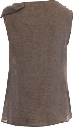 Fabiana Filippi Womens Top Knot-Neck Linen Dove Grey Tops