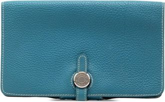 Herm&egrave;s Blue Togo Leather Wallet (Bi-Fold) (Pre-Owned)