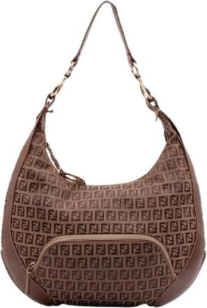 Fendi Pre-owned Shoulder Bags, female, Brown, Size: ONE SIZE Pre-owned Canvas Shoulder Bag