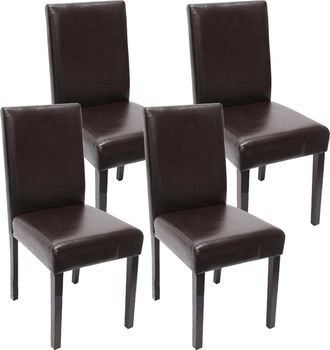 Hhg Hhg - Juego De 4 Sillas De Comedor Silla De Cocina Littau Con Certificaci&oacute;n Mvg, Cuero Sint&eacute;tico, Patas Marr&oacute;n Oscuro