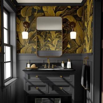 Wallpapers4Beginners Carta da parati florale oro per bagno camera da letto Foglie di Banano
