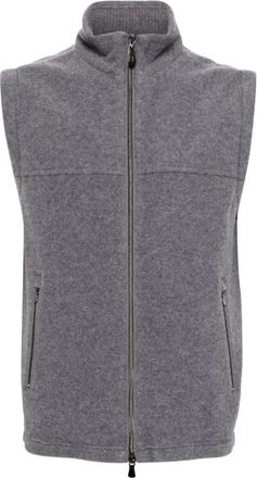 Fedeli Waistcoats, male, Gray, XL, Stone Grey Cashmere Sleeveless Gilet