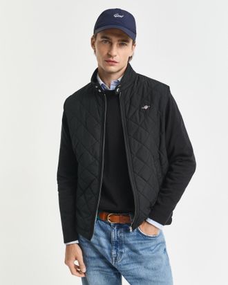 GANT Steppweste GANT QUILTED WINDCHEATER VEST, Herren, Gr. XXL, schwarz, Web, Obermaterial: 100% Polyester, unifarben, normal h&uuml;ftbedeckend, Westen Steppwe