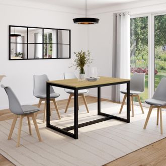 IDMarket Detroit Mesa De Comedor De Dise&ntilde;o Industrial Para 6 Personas 120 Cm
