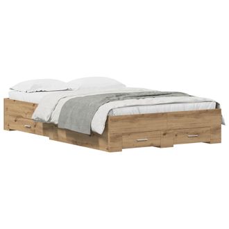 vidaXL Estructura De Cama Con Cajones Roble Artisan 120 X 200 Cm Vidaxl