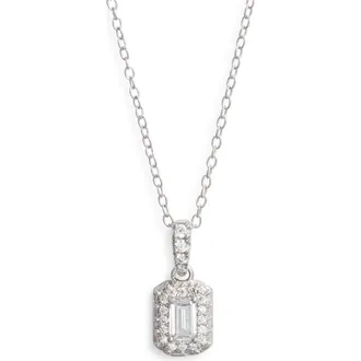 Nordstrom Cubic Zirconia Pendant Necklace in Platinum Plated at Nordstrom Rack