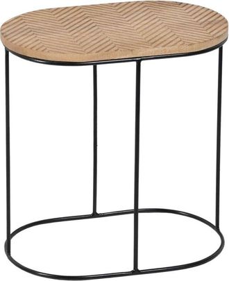 Bigbuy Mesa Auxiliar 60 X 39,5 X 60 Cm Natural Negro Metal Madera (2 Unidades)