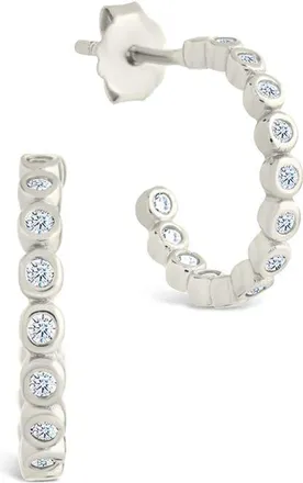 Sterling Forever Bezel Hoop Earrings in Silver at Nordstrom