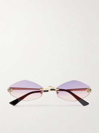 Cartier Occhiali Da Sole In Metallo Dorato Con Montatura Esagonale A Giorno Panthère - Oro