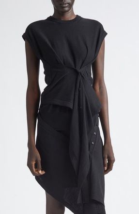 Christophe Lemaire Button Drape Merino Wool Blend Top in Black at Nordstrom, Size X-Small