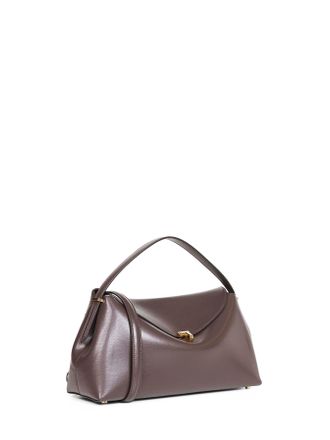 Toteme Womens Top-Handle Bag T-Lock Bark Brown Leather Handbags Hand