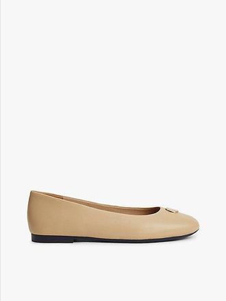 Tommy Hilfiger TH Monogram Plaque Leather Ballerinas