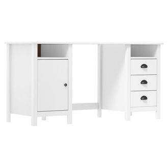 Berkfield Home Desk Hill White 150x50x74 cm Solid Pine Wood | Size: 150 x 50 x 74 cm