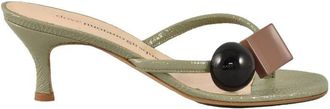 Dove Nuotano Gli Squali Leather Flip-Flops - Olive Green