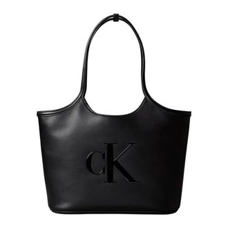 Calvin Klein Tote Bags, female, Black, Size: ONE SIZE Bold CK Shopper