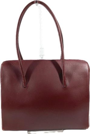 Cartier Must Wine Red Leather Shoulder Bag Tote Bag (Pre-Owned)
