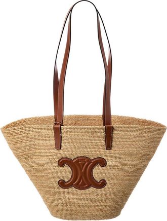 Celine Celine Classic Panier Raffia & Leather Tote