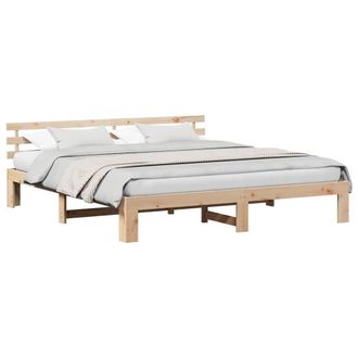Berkfield Home Natural Pine Wood Bed Frame Natural Solid Pine wood 180 x 200 cm in Light Tan