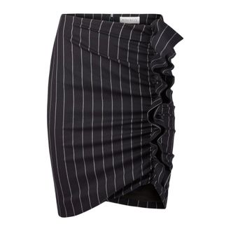 Nina Ricci Rokken, Dames, Blauw, M, Wol, Pinstripe Draped Midi Skirt