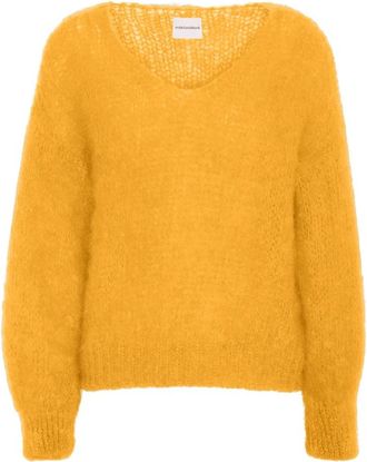 Americandreams Milana LS Mohair Knit - Dames - V-hals truien - Geel - L - Wol - Truien & Vesten