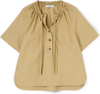 Motivi Shirt met trekkoord - Dames - Blouses - Beige - XS - Katoen - Overhemden