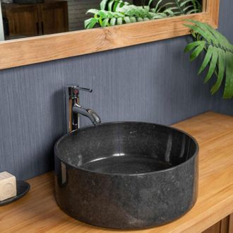 Wanda Collection Lavabo encimera redondo grande 40 cm negro