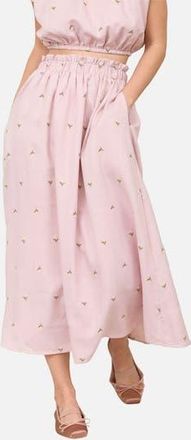 Blu Pepper Floral Embroidered Midi Skirt in Pink at Nordstrom Rack, Size Medium
