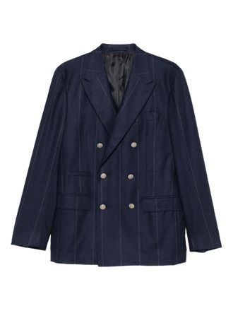Eleventy Blazer doppiopetto gessato - Blu