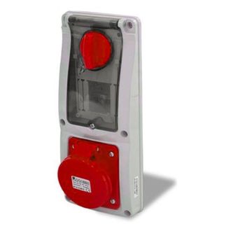 Rosi Collection Presa interbloccata verticale con sezionatore, ad incasso, con barra DIN, 380V, 5 poli, 32A, IP54 - Rosi 16.3434R6-ID