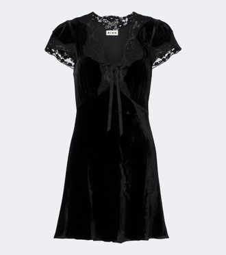 Rixo Vestido corto Lacie de terciopelo con encaje
