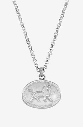 Dower & Hall Mens Inspiring Lion Talisman Necklace in Sterling Silver at Nordstrom, Size 22