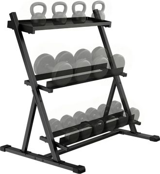 OEM Porta Pesi A 3 Livelli In Acciaio, Capacit&agrave; 200 Kg, 88x66x88 Cm, Nero