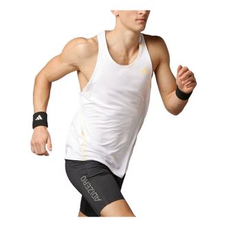 adidas Adizero Running Singlet Asia Sizing White Yellow IM9836