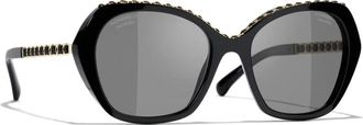 Chanel Sunglasses, female, Black, Size: 55 MM Butterfly Sunglasses