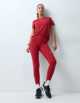 Nike One Dri-FIT leggings seamless a vita alta rosse-Rosso
