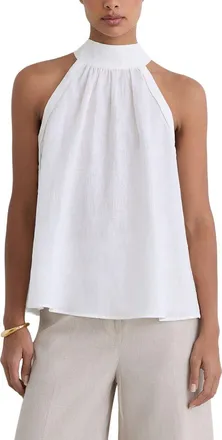Reiss Andi Linen Sleeveless Scarf Neck Top