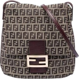 Fendi Pre-owned Cross Body Bags, female, Brown, Size: ONE SIZE Pre-owned Vintage Canvas Crossbody Bag