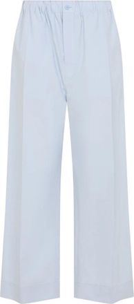 Carven Wide Broeken - Dames - Wijde Broeken - Blauw - S - Katoen - Broeken