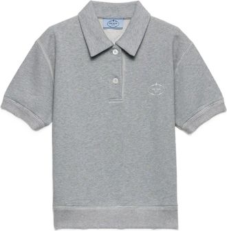 Prada Polo a coste con ricamo logo - Grigio
