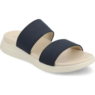 Journee Collection Janis Wedge Slide Sandal in Navy at Nordstrom Rack, Size 7.5