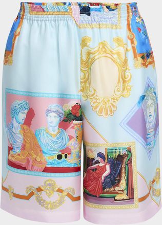 Versace Mens Gallery-Print Twill Shorts