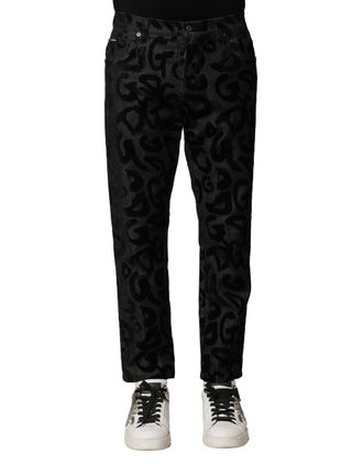 Dolce & Gabbana Mens Logo Print Jeans - Black Cotton - Size EU 46 (Mens)