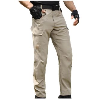 Generic Mens Work Trousers Stretch Tactical Cargo Trouser Multi-Pocket Elastic Waist Work Pants Mens Fitness Sweatpants Waterproof Windproof Durable Work Trou