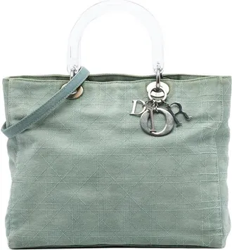 Dior Pre-owned Dior Large Denim Cannage Acrylic Handles Lady Ladies JV0Y6SK02O5UVJC9