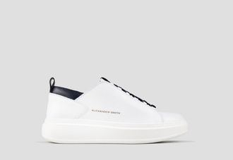 Alexander Smith Wembley Man Deconstructed in white tumbled leather and blue details