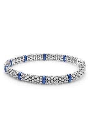 Lagos Blue Caviar Diamond & Ceramic Station Rope Bracelet in Marine at Nordstrom, Size 7