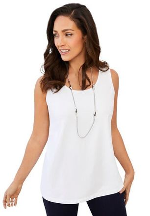 Jessica London Stretch Cotton Horseshoe Neck Tank in White at Nordstrom, Size 12