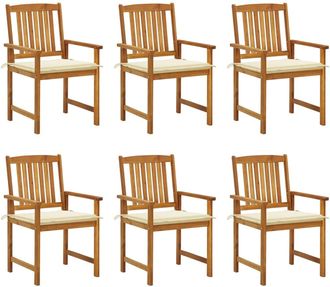vidaXL Sillas De Jard&iacute;n Con Cojines 6 Pc Acacia Masiva