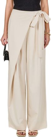 endless rose Faux Wrap Wide Leg Pants in Ivory at Nordstrom, Size Small
